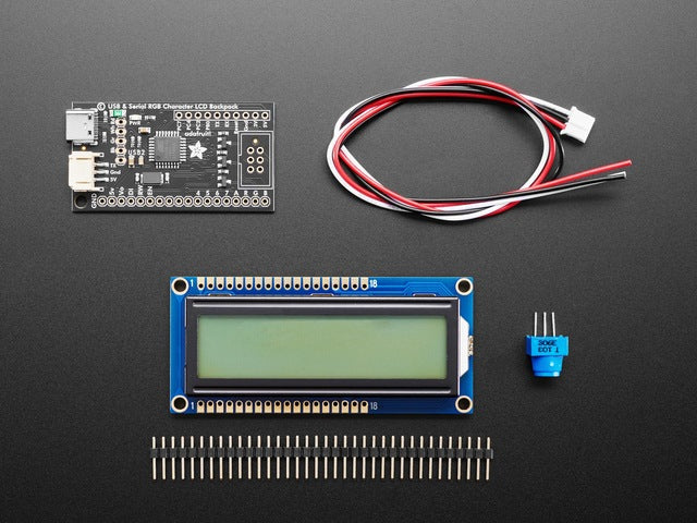 USB + Serial Backpack Kit with 16x2  RGB backlight positive LCD