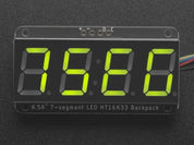Green 7-segment clock display - 0.56" digit height
