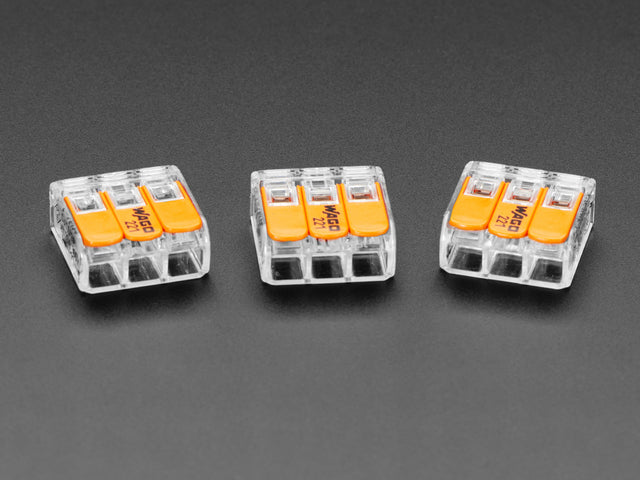 Snap-action 3-Wire Block Connector (12-24 AWG) - Pack of 3