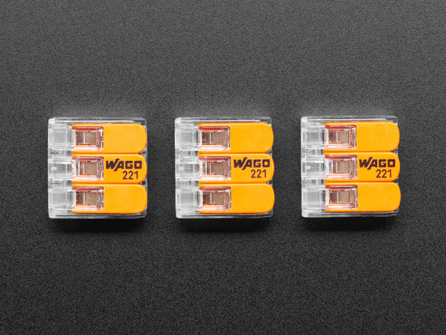 Snap-action 3-Wire Block Connector (12-24 AWG) - Pack of 3