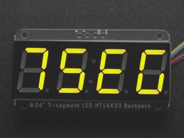 Adafruit 0.56" 4-Digit 7-Segment Display w/I2C Backpack - Yellow