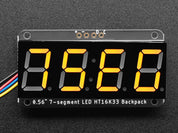 Adafruit 0.56" 4-Digit 7-Segment Display w/I2C Backpack - Yellow