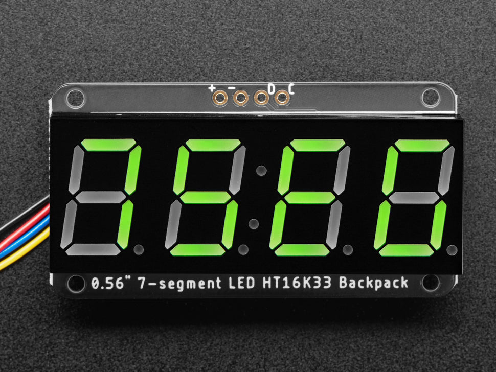 Adafruit 0.56" 4-Digit 7-Segment Display w/ I2C Backpack - Green