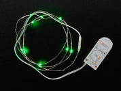 Wire Light LED Strand - 10 Green LEDs + Coin Cell Holder