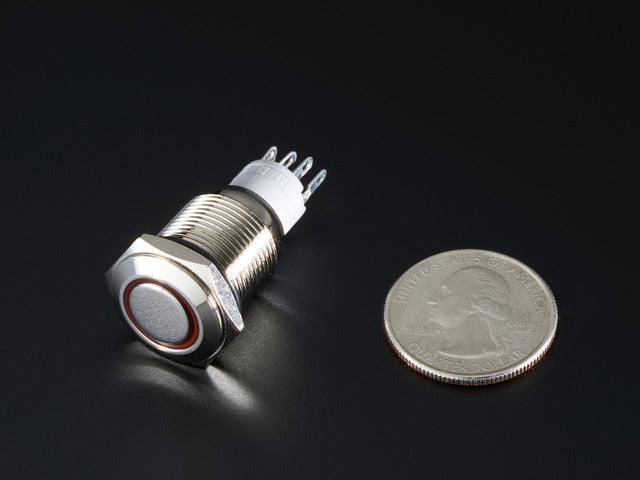 Rugged Metal On/Off Switch with Red LED Ring