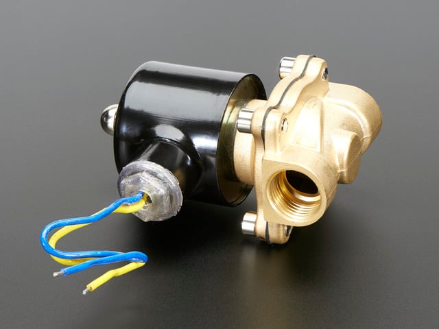 Brass Liquid Solenoid Valve - 12V - 1/2 Inch G / BSP Thread