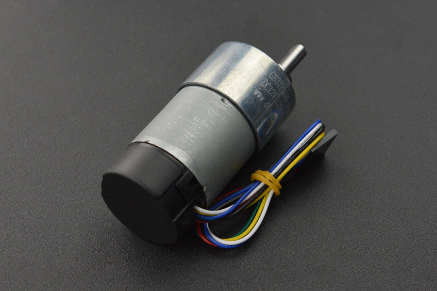 12V Metal DC Geared Motor with Encoder (90:1, 122RPM, 38Kg.cm)