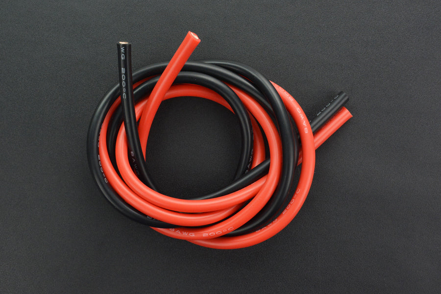 High Temperature Resistant Silica Gel Silicone Wire (8AWG 10mm2 1m Red and Black)