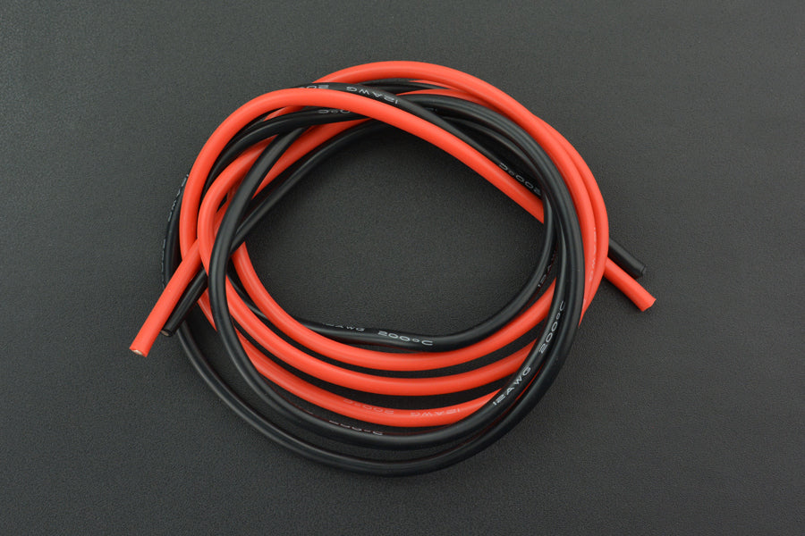High Temperature Resistant Silicone Wire (12AWG 4mm2 1m Red and Black)