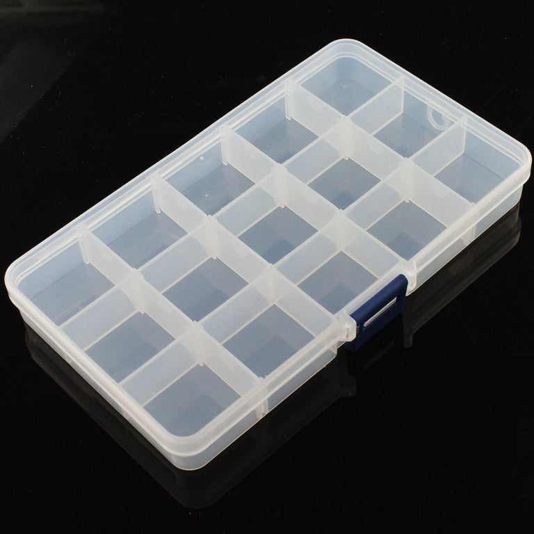Adjustable Compartment Parts Box - 15 Compartments